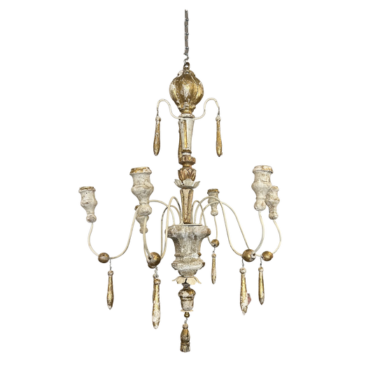 Baroque Inspired Parcel Giltwood and Metal Chandelier