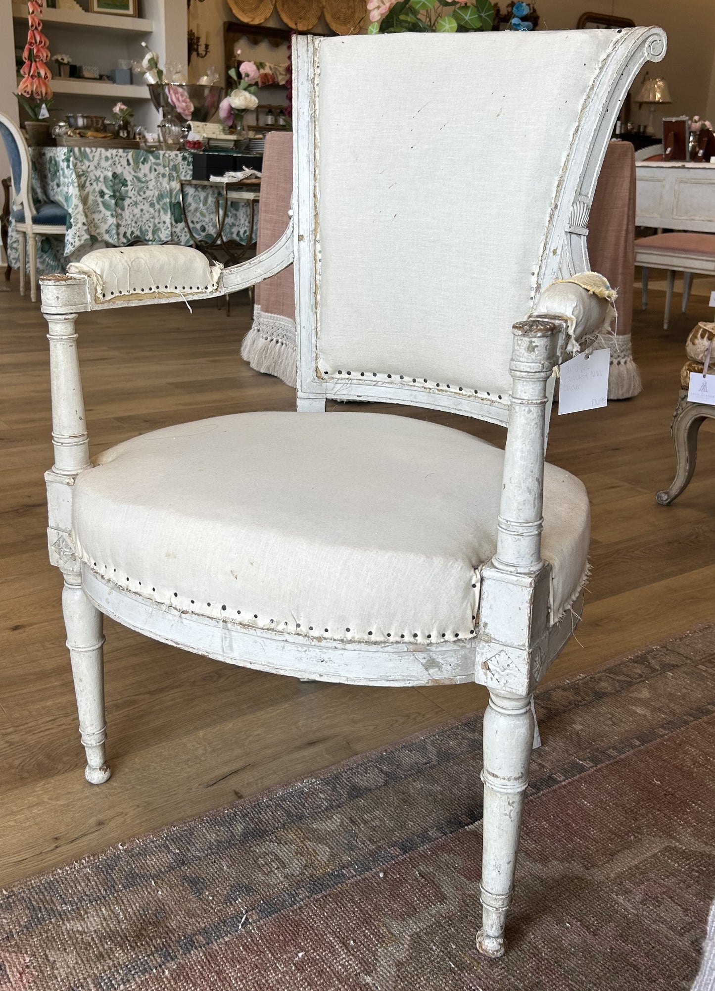 French Revival Louis XVI Painted Arm Chair