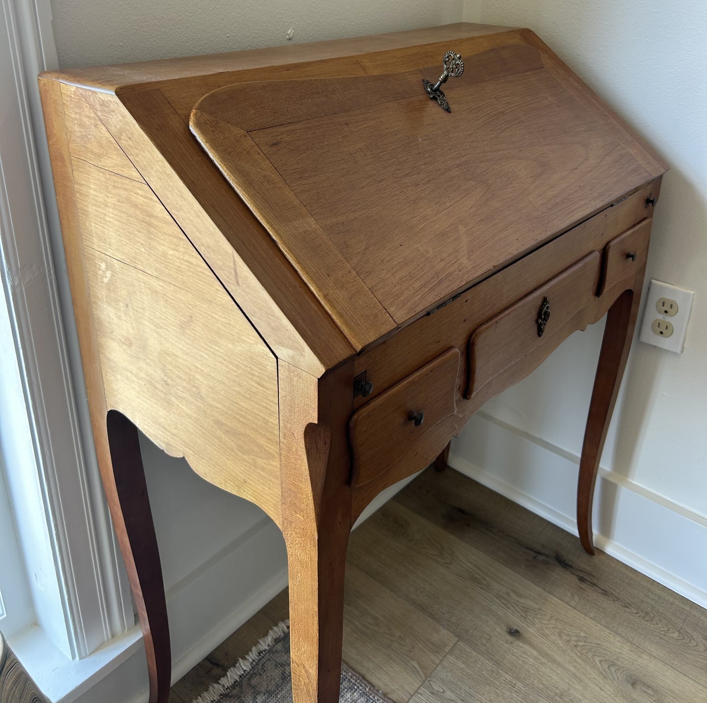 Walnut Secretary with Leather Inlay