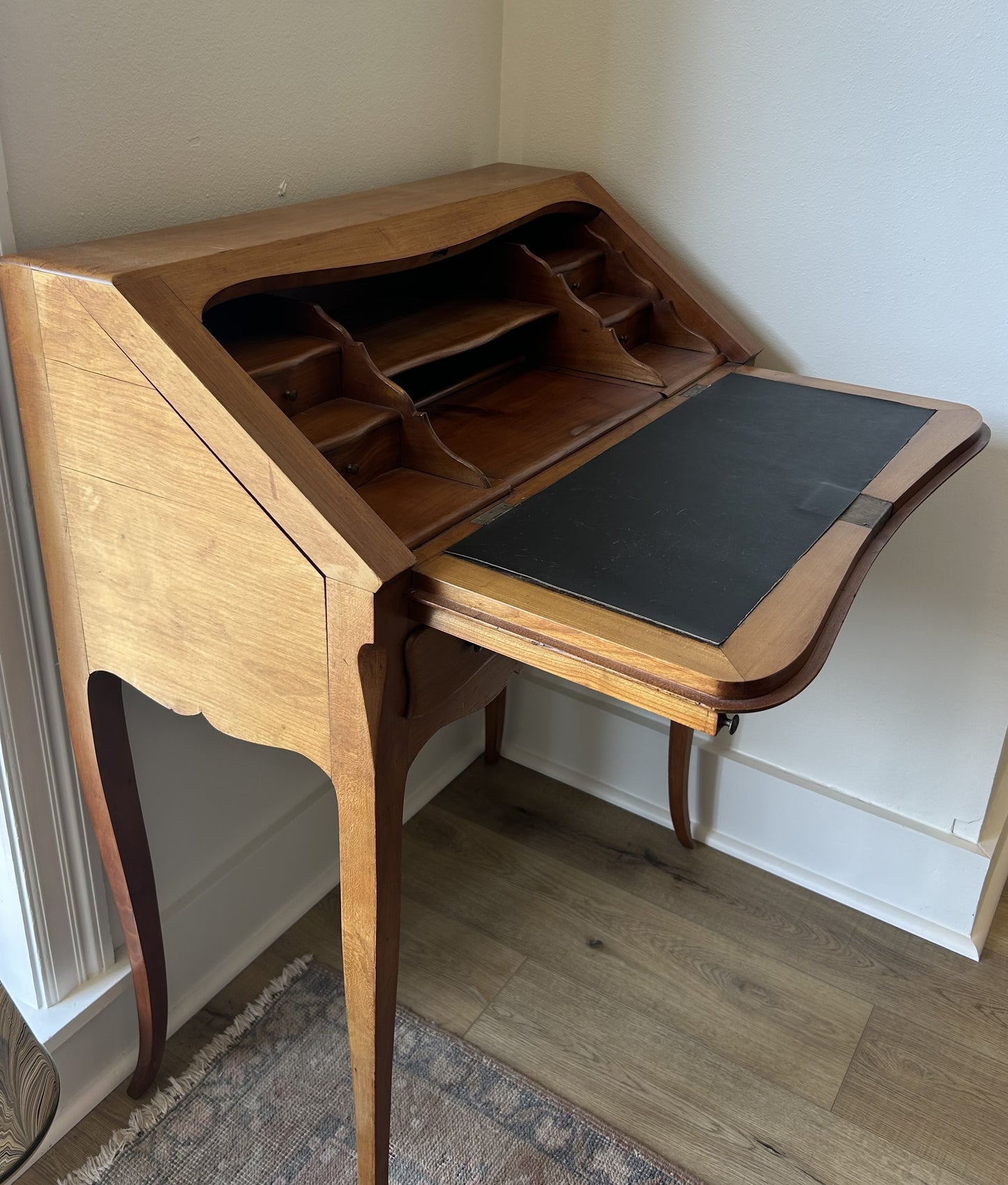 Walnut Secretary with Leather Inlay