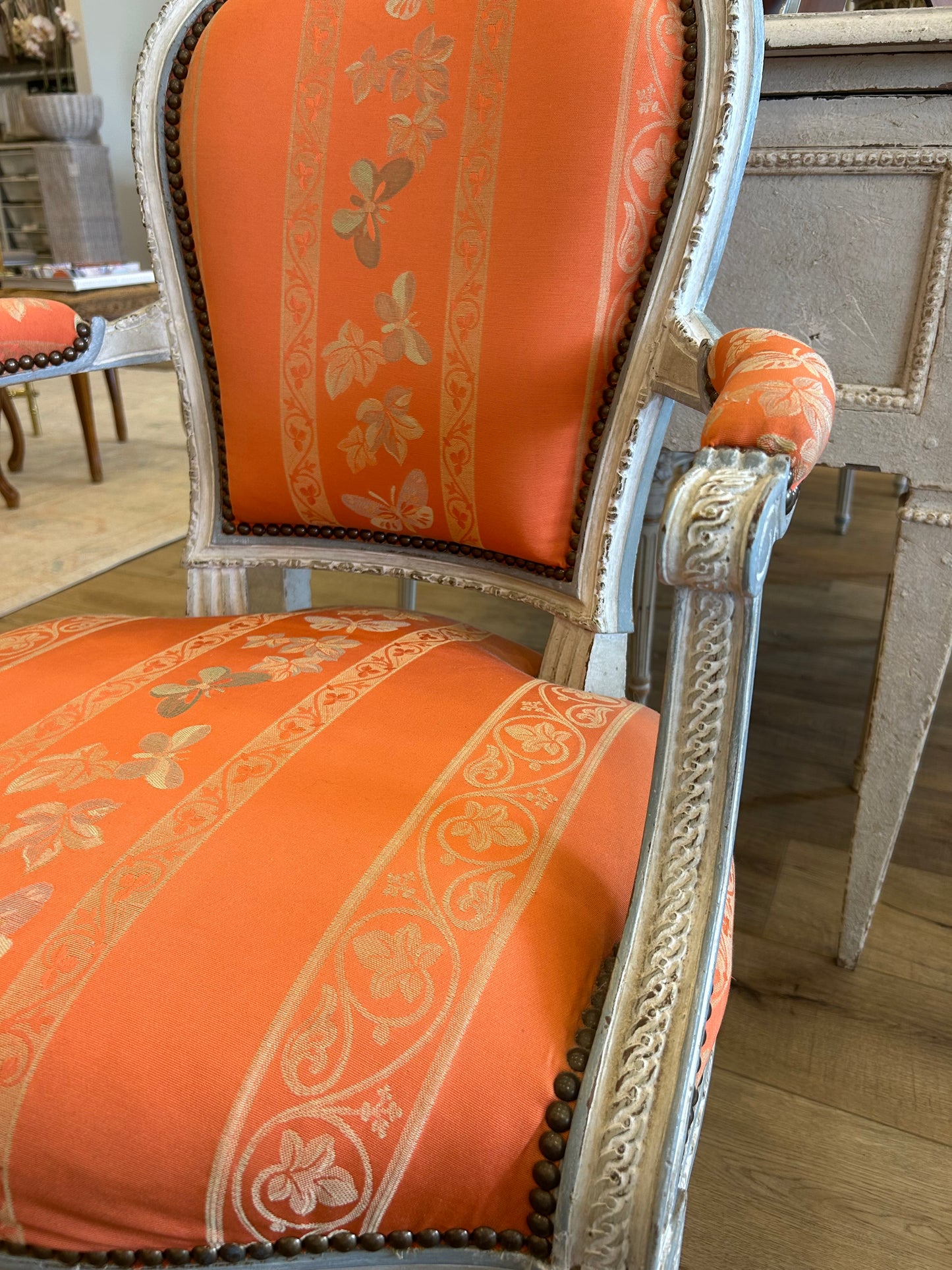 Pair of French Louis XVI Fauteuil Chairs with Original Upholstery