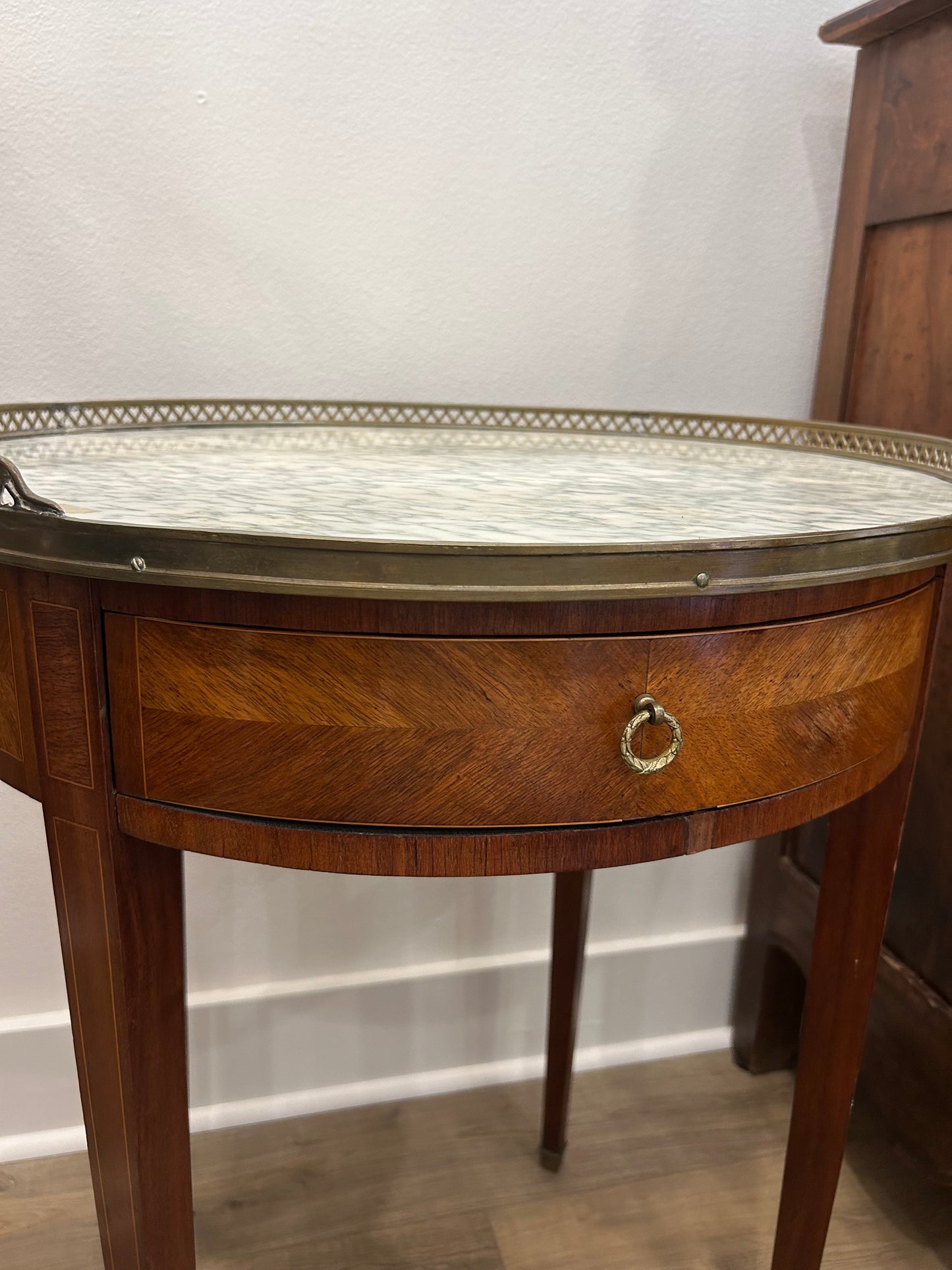 Louis XVI Marble Top Bouillotte Table - 24" Dia