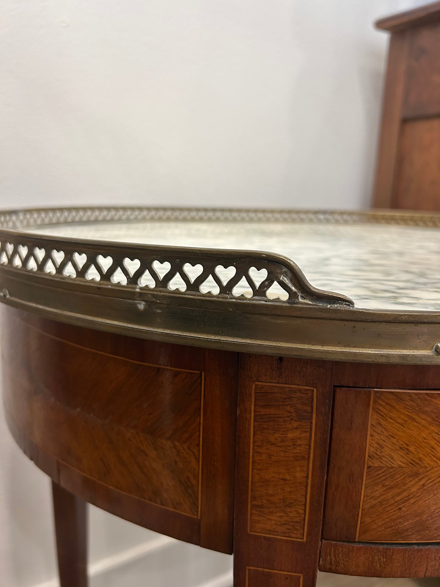 Louis XVI Marble Top Bouillotte Table - 24" Dia