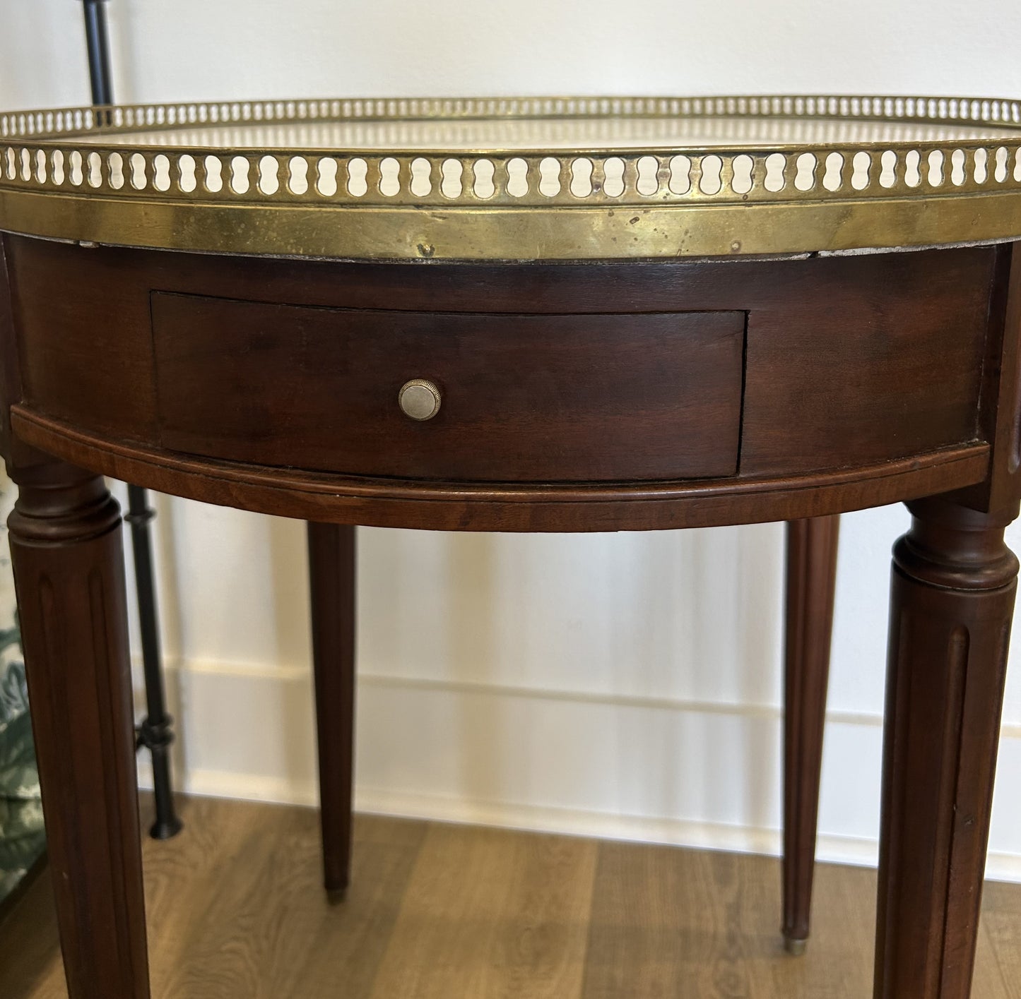 Louis XVI Marble Top Bouillotte Table - 25.5" Dia