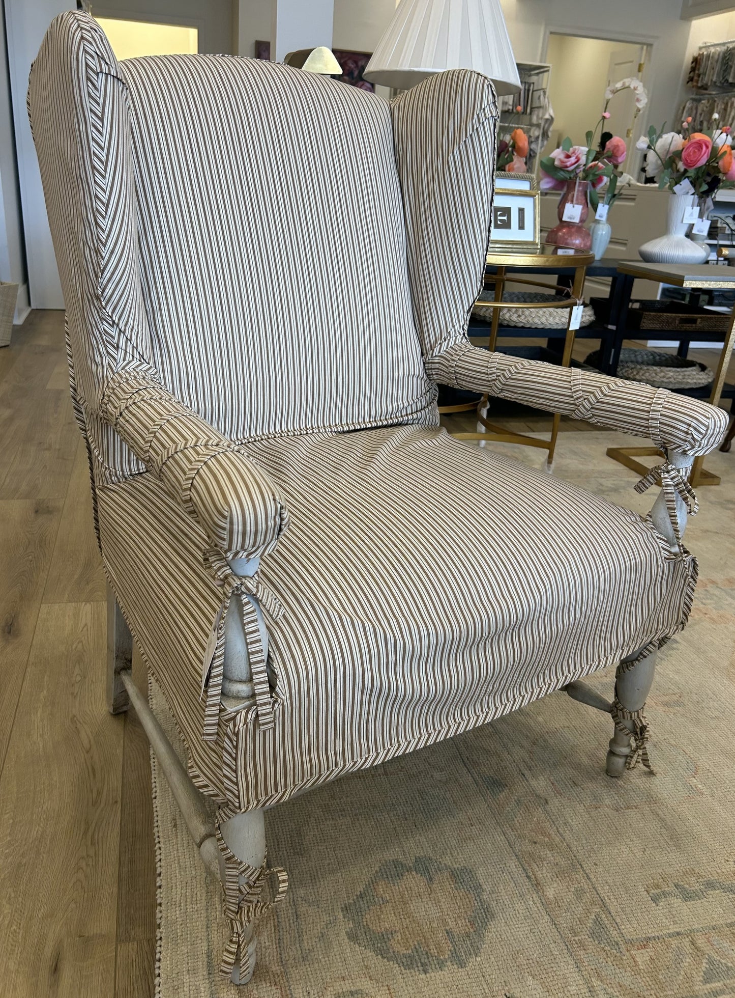 Slipcovered Wing Back Arm Chair