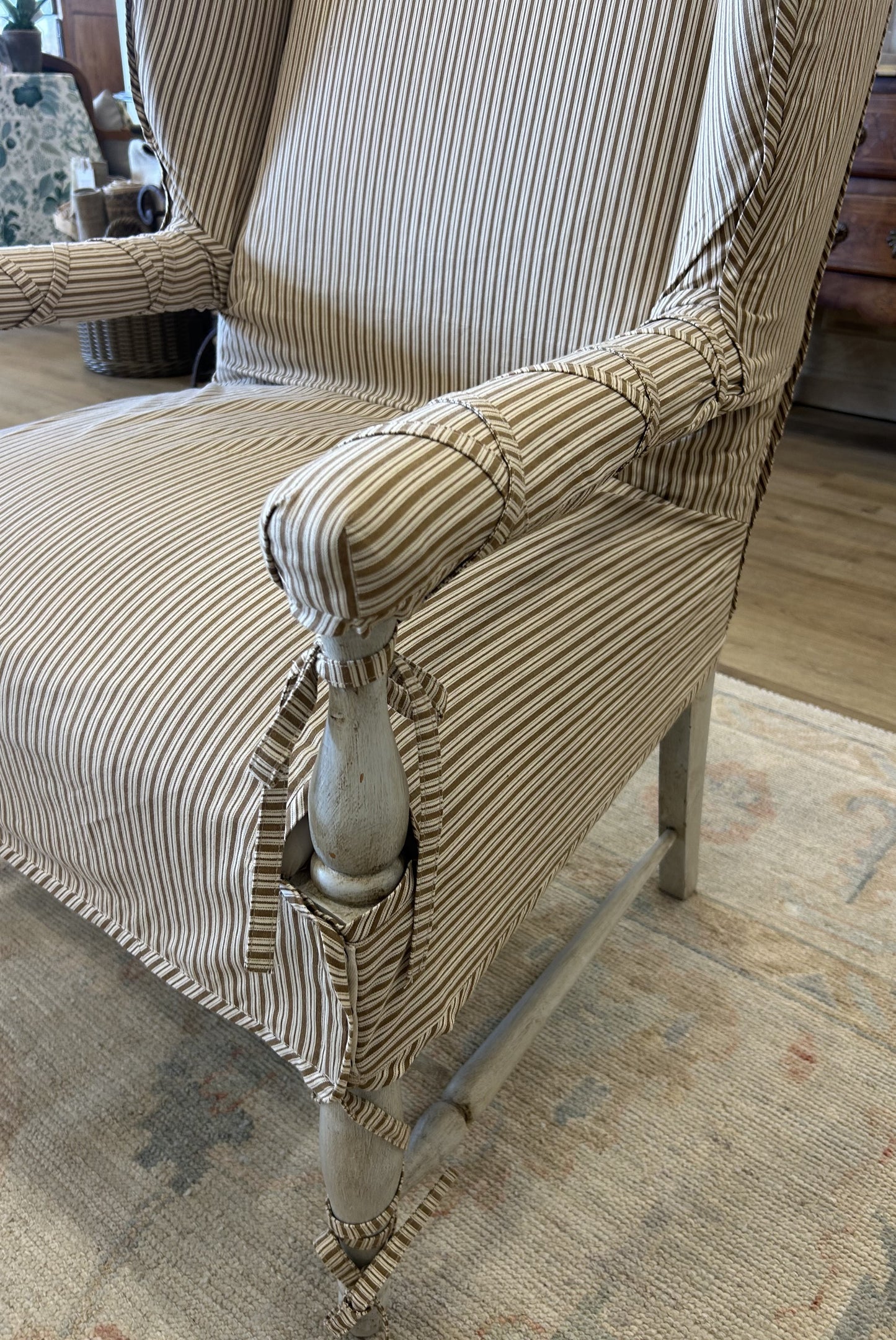 Slipcovered Wing Back Arm Chair