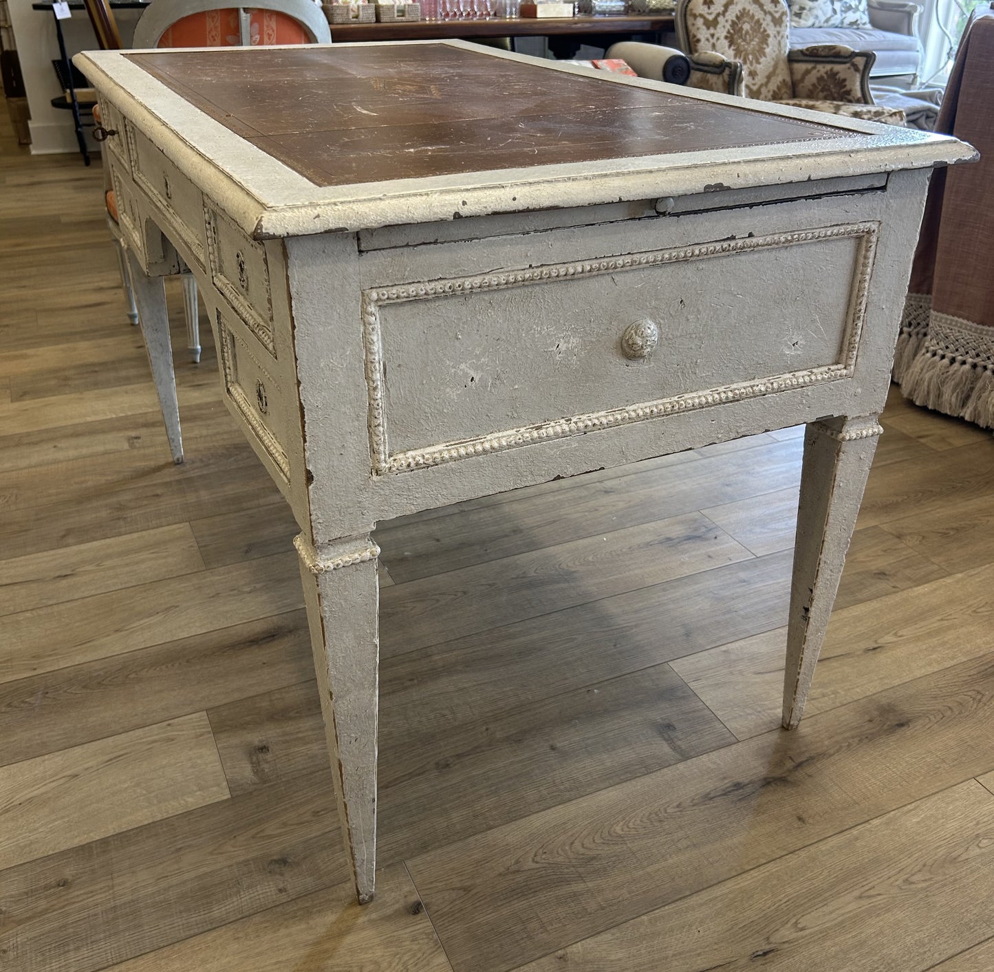 Painted French Desk with Leather Top
