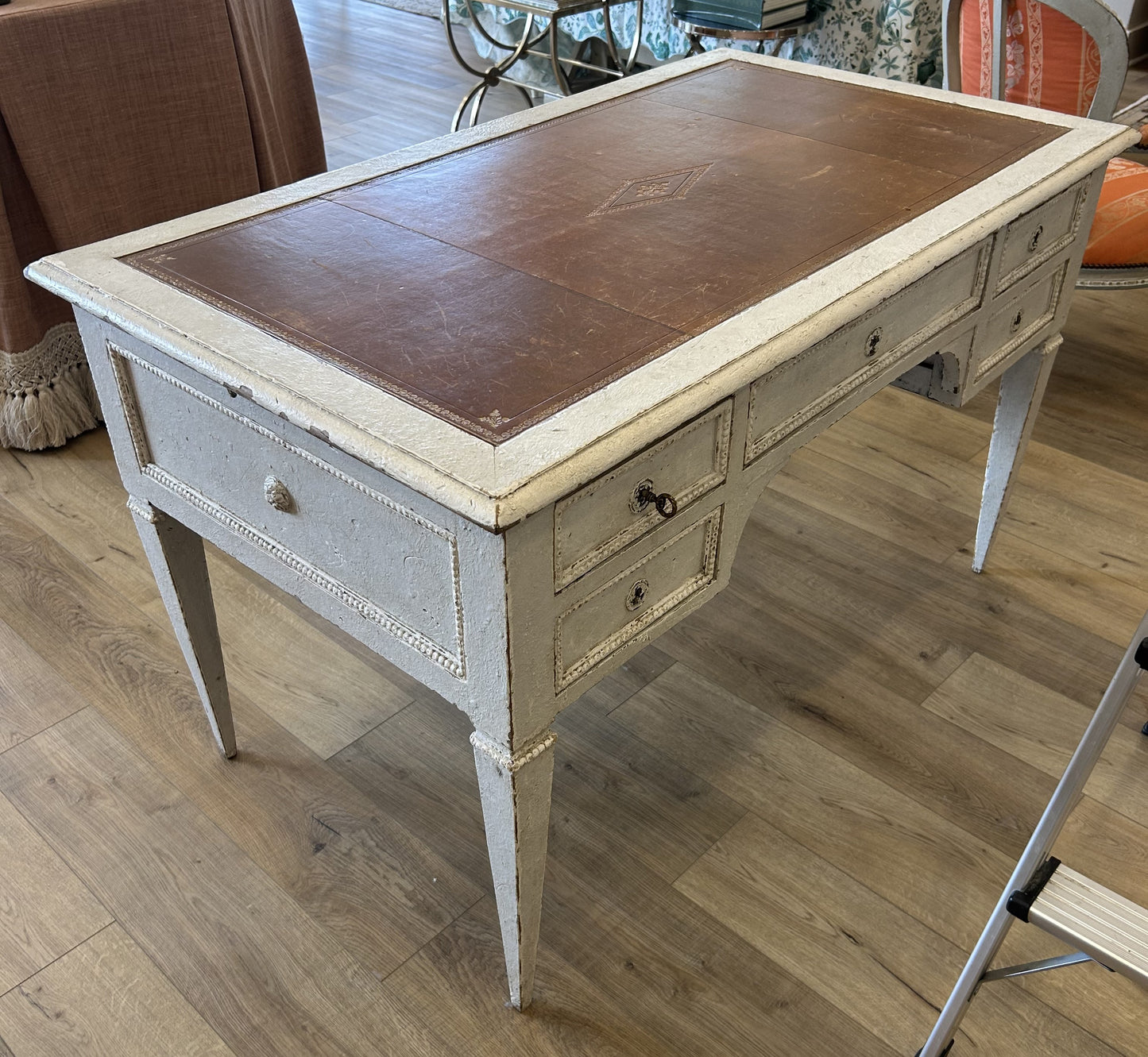 Painted French Desk with Leather Top