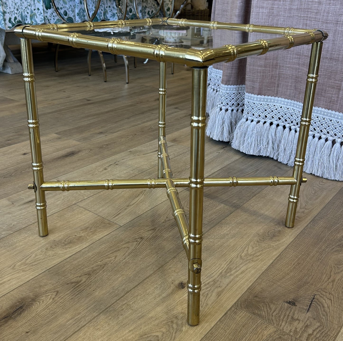 Pair of Brass Bamboo Style Side Tables