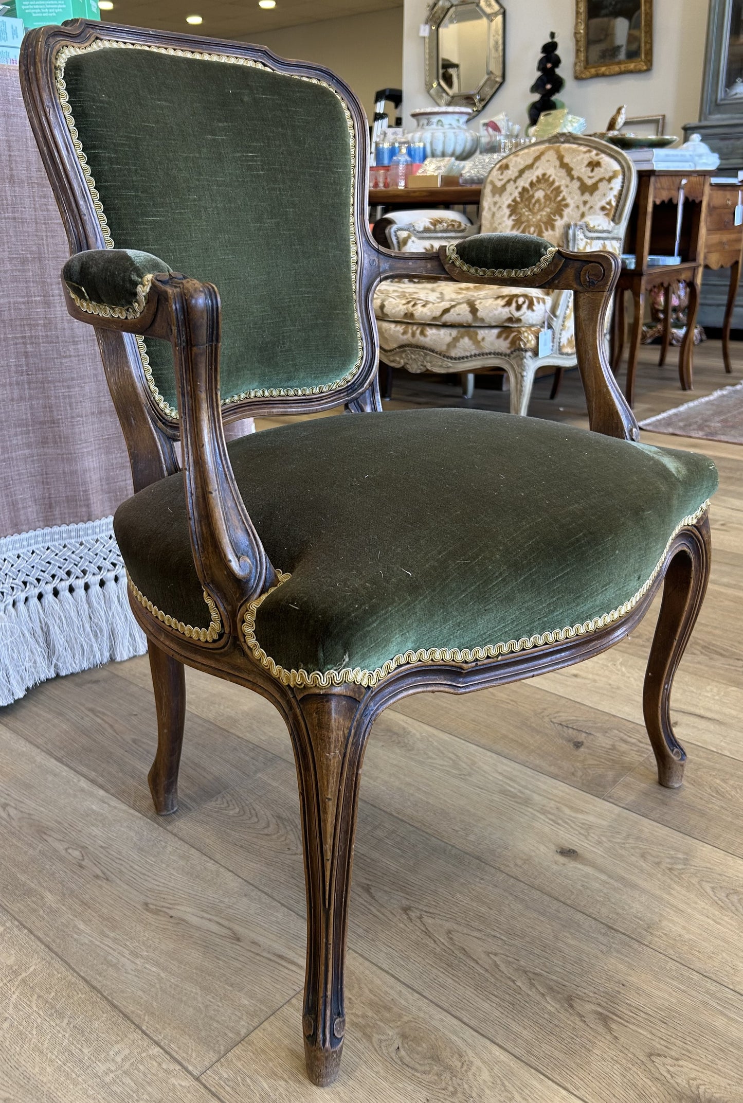 Louis XV Upholstered Wood Arm Chair