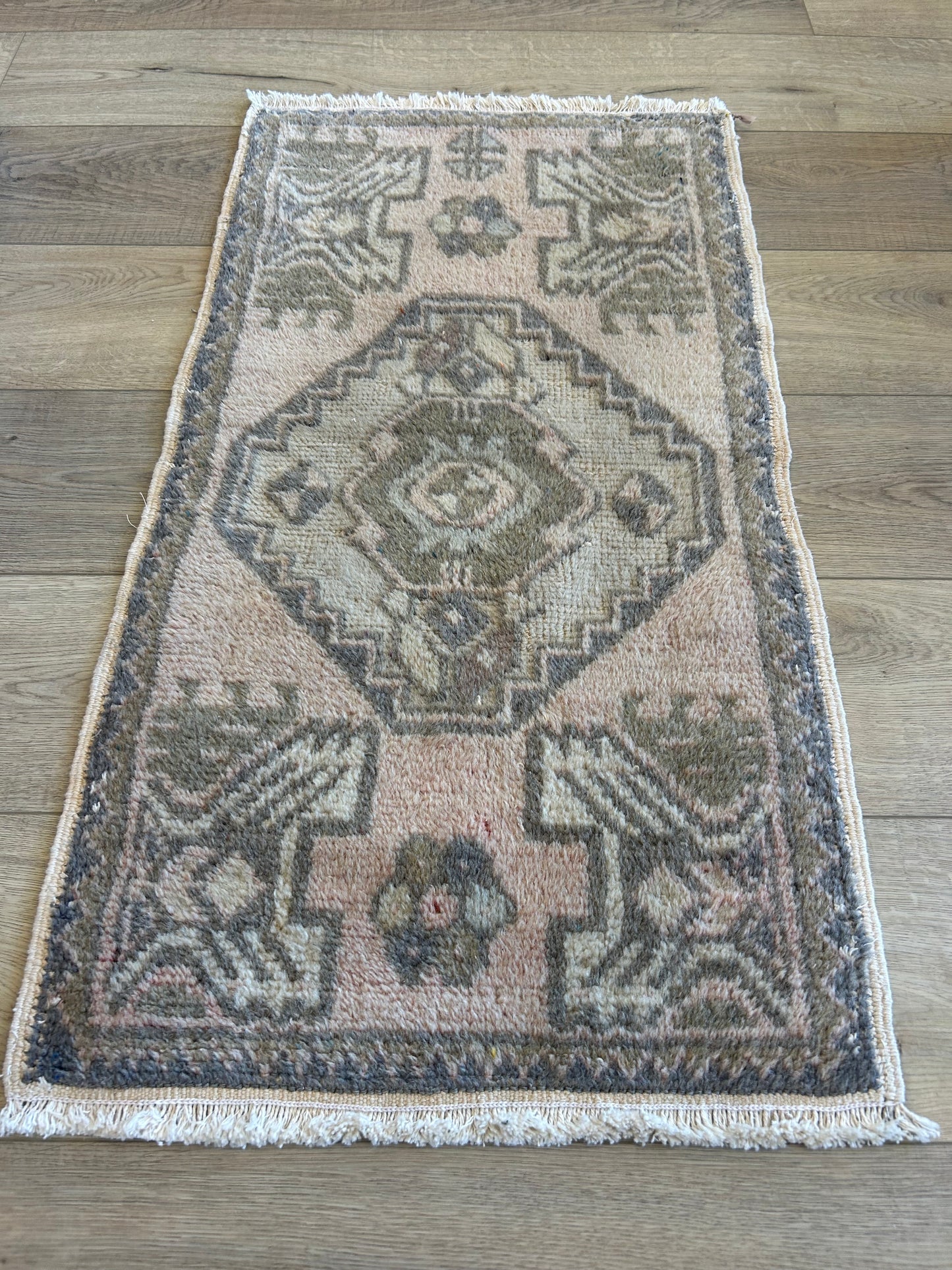 Rose and Olive Turkish Runner - 19.5 x 37