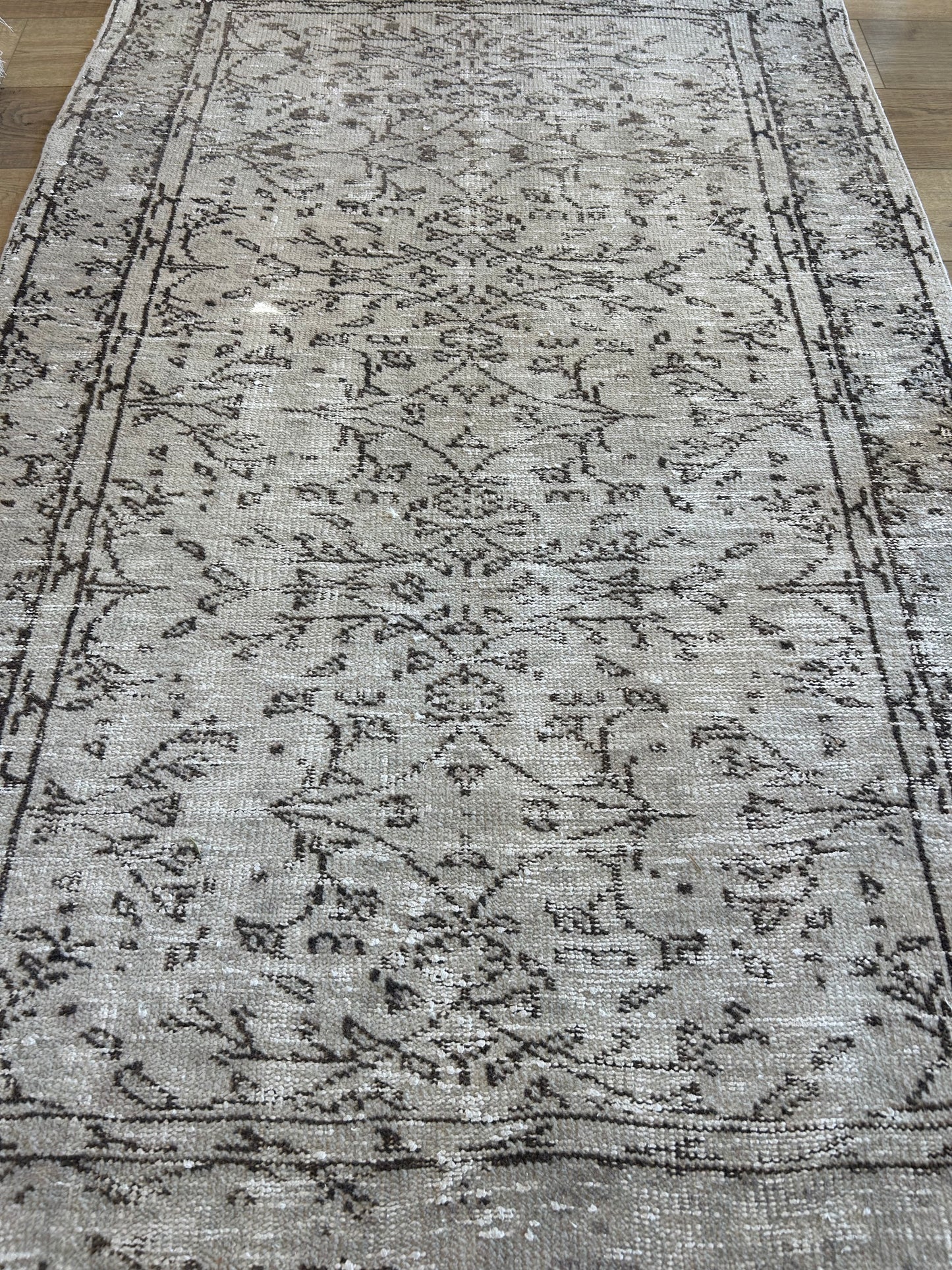 Beige and Brown Turkish Runner - 45.5 x 69