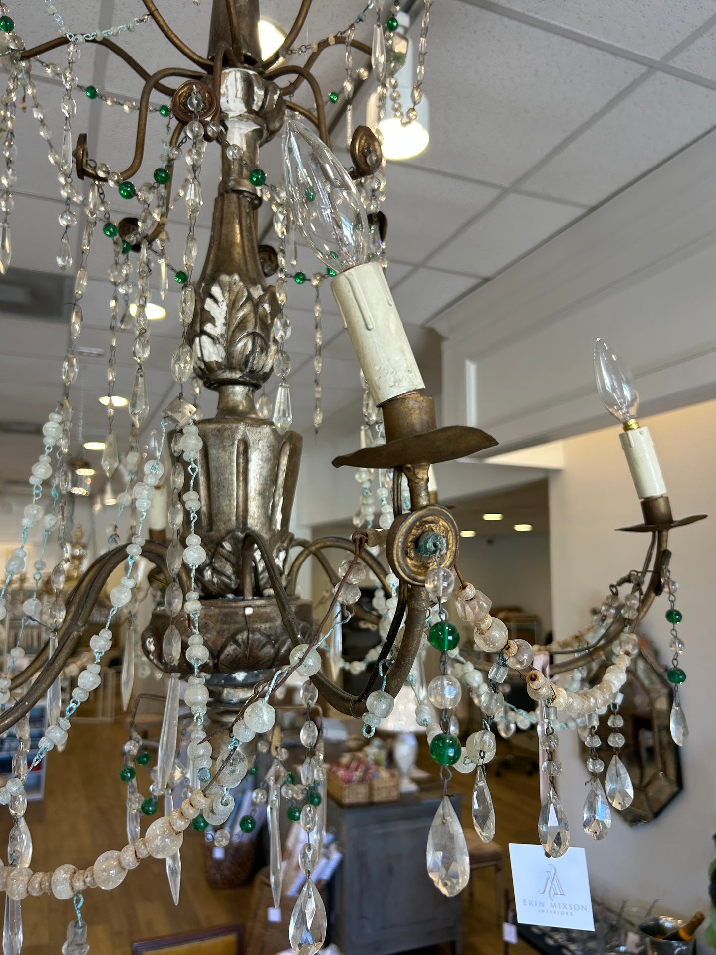 Genovese Silver Giltwood and Metal Chandelier