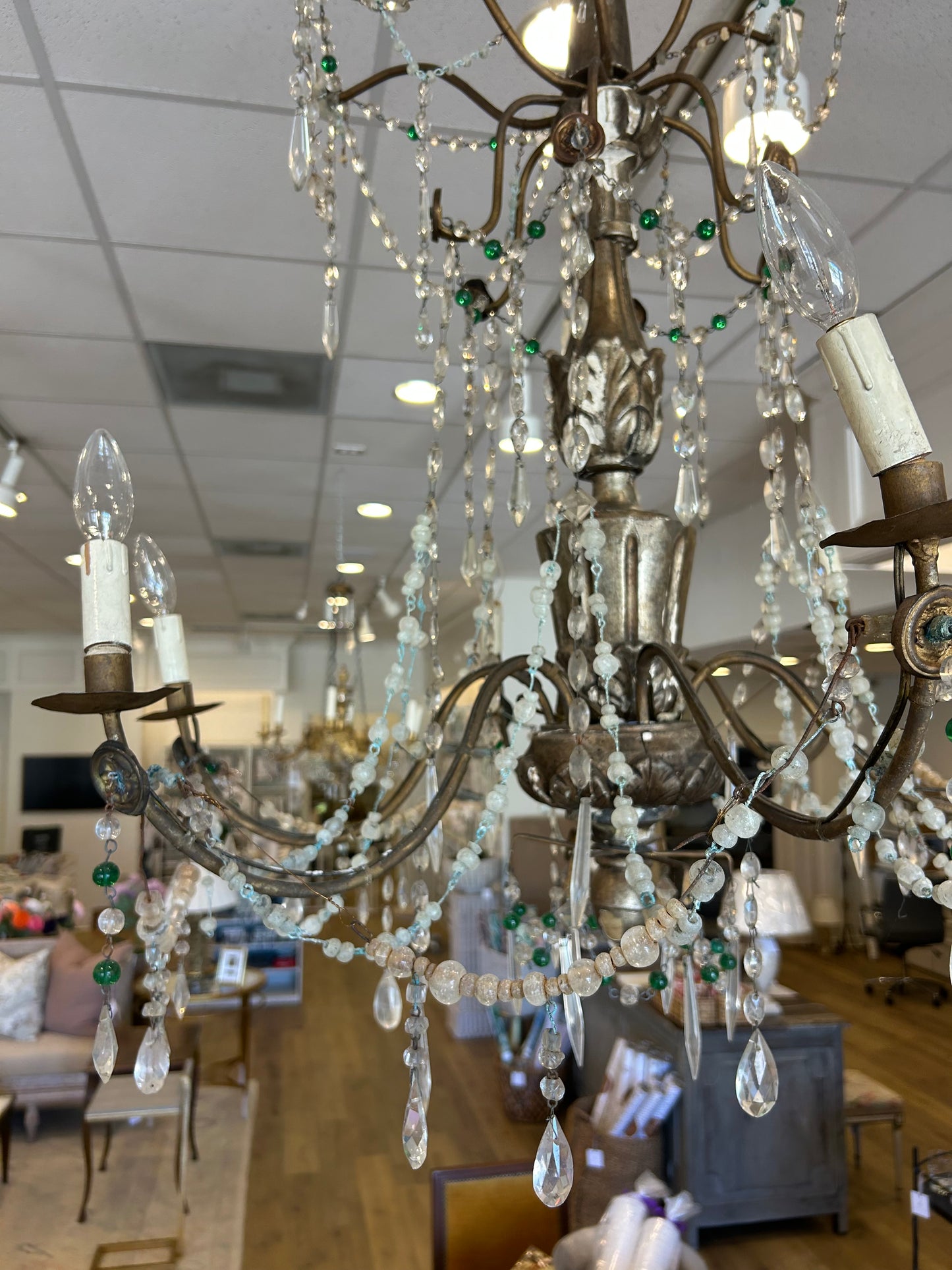 Genovese Silver Giltwood and Metal Chandelier