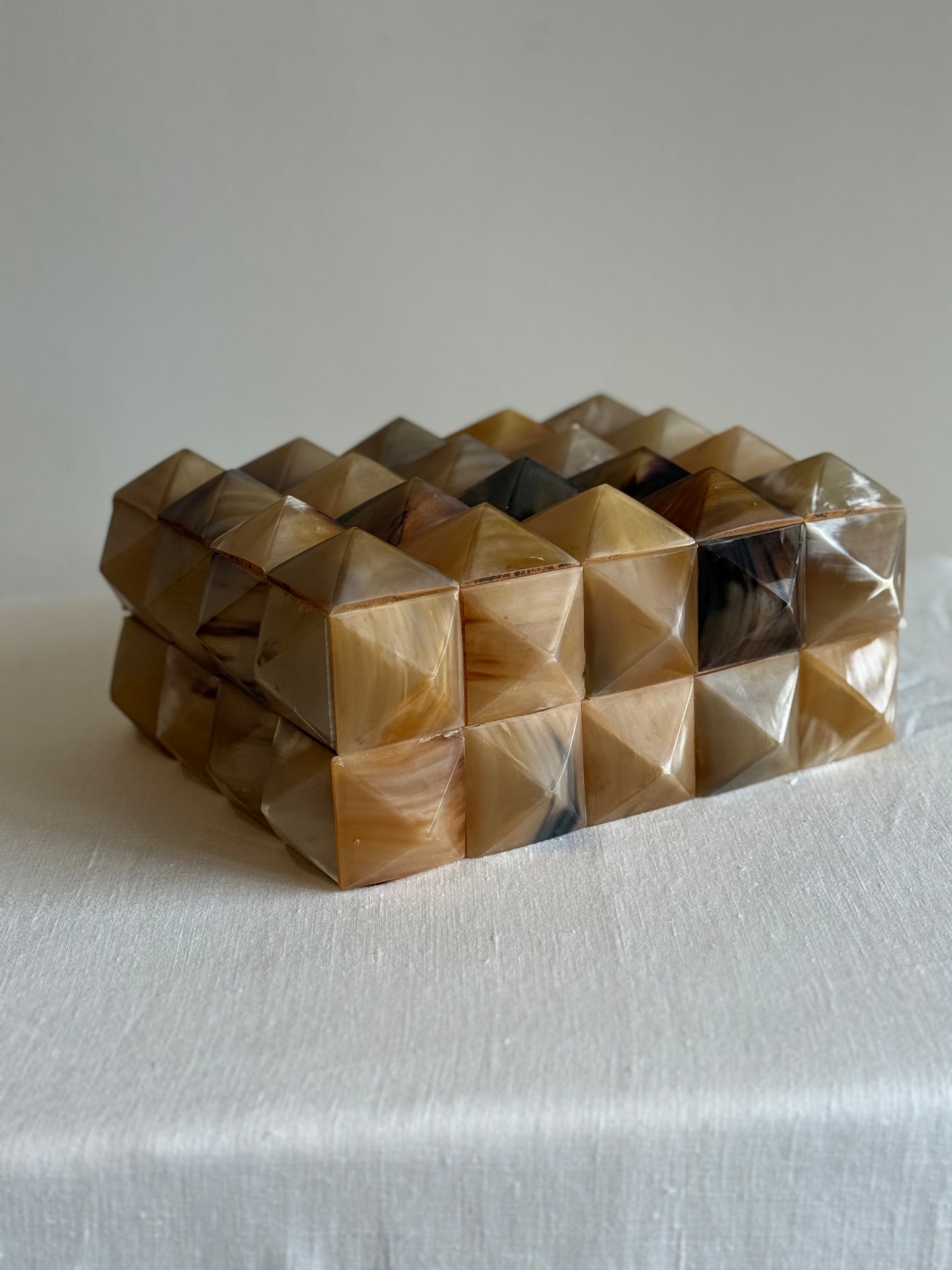 Hand Carved Geometric 3D Bone Box