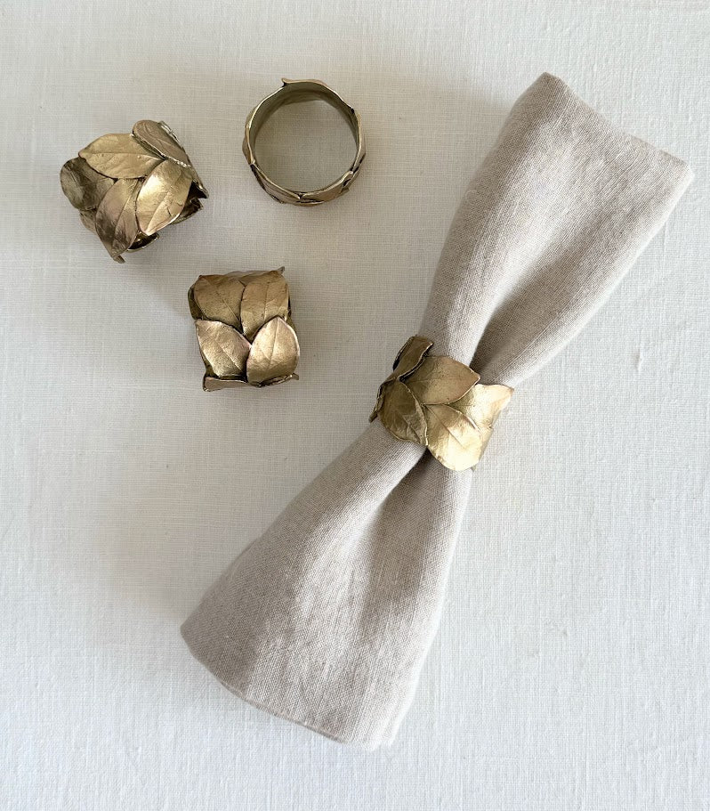 Bay Leaf Napkin Rings - Set/8, Gold