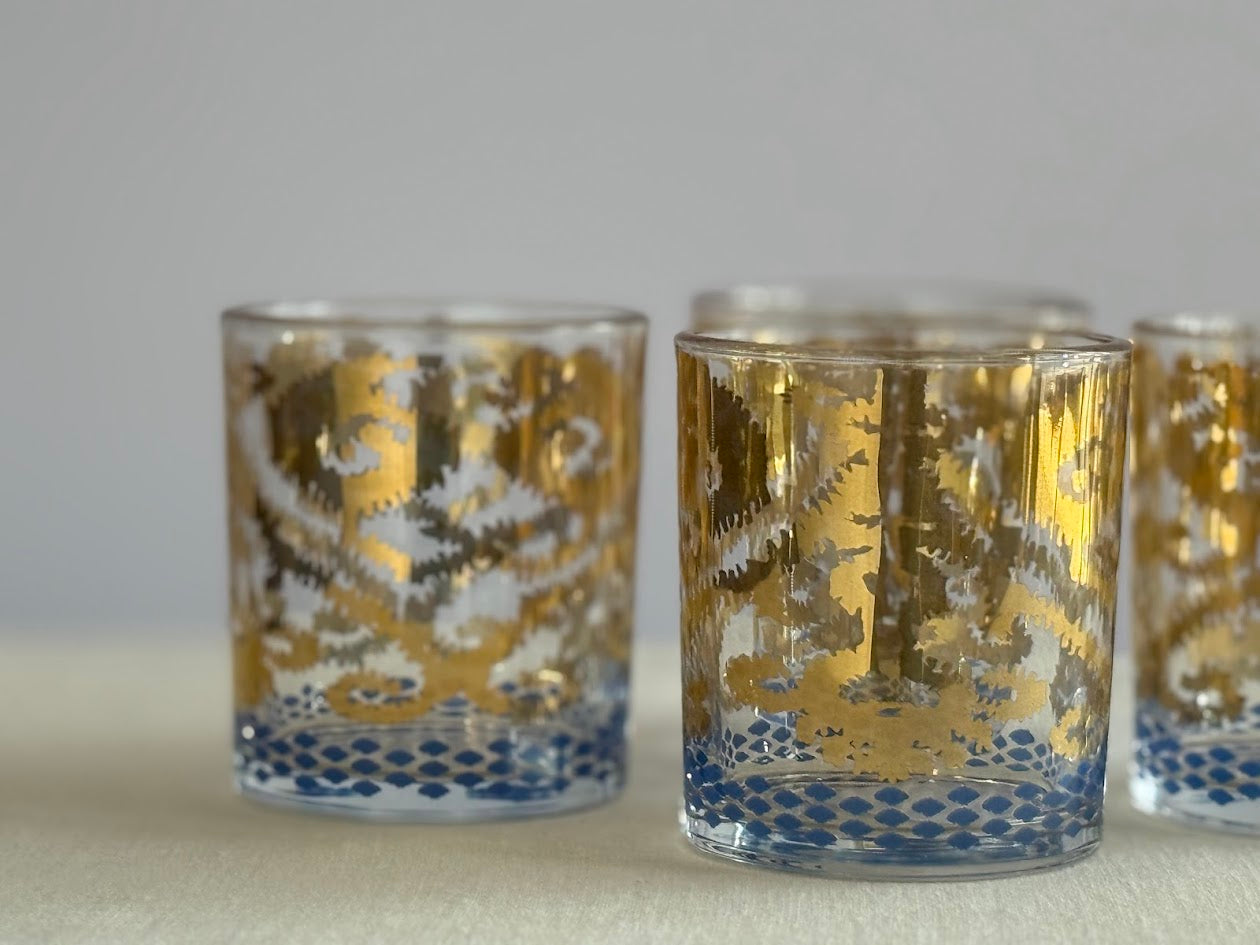 S/4 Cocktail Glasses - Golden Ikat