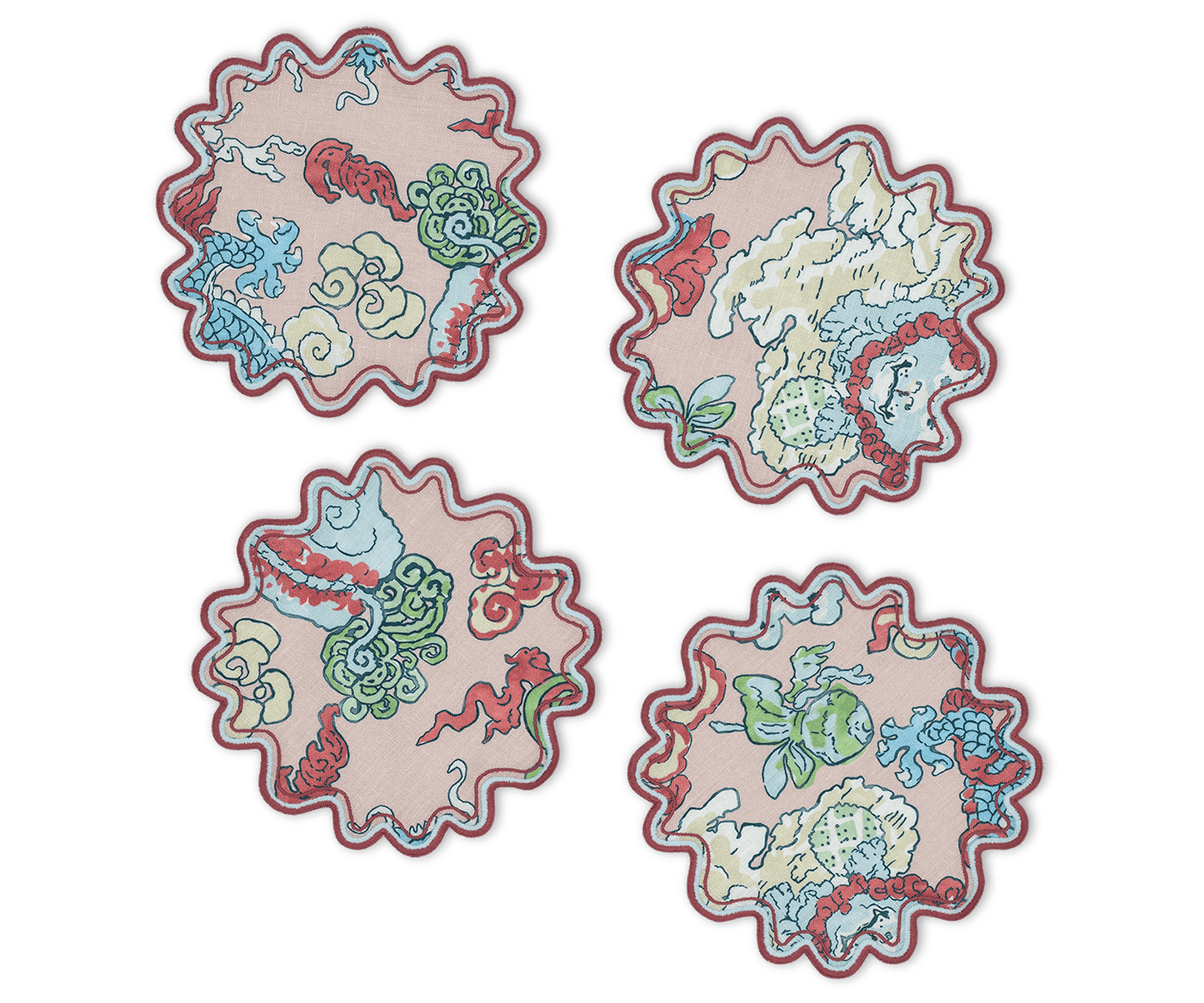 Linen Cocktail Napkins - Magic Mountain/Paradise, Set/4