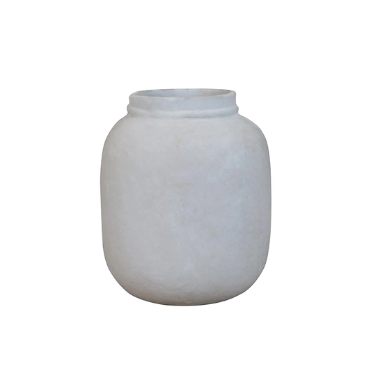 Paper Mache Vase 10"H - Natural White