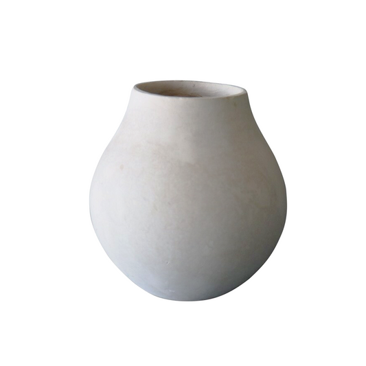 Paper Machet Vase 9"H - Natural White