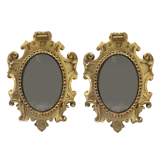 Pair of Small Italian Giltwood Mirrors