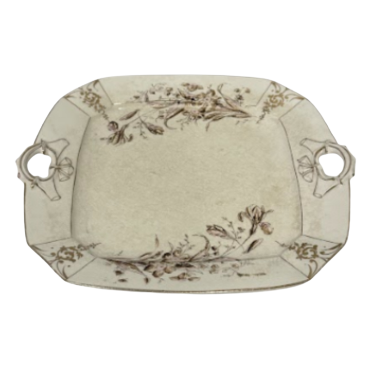 Vintage Brown Floral Ironstone Platter