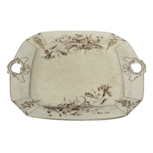Vintage Brown Floral Ironstone Platter