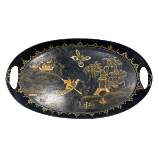 Small Oval Tole Chinoiserie Tray