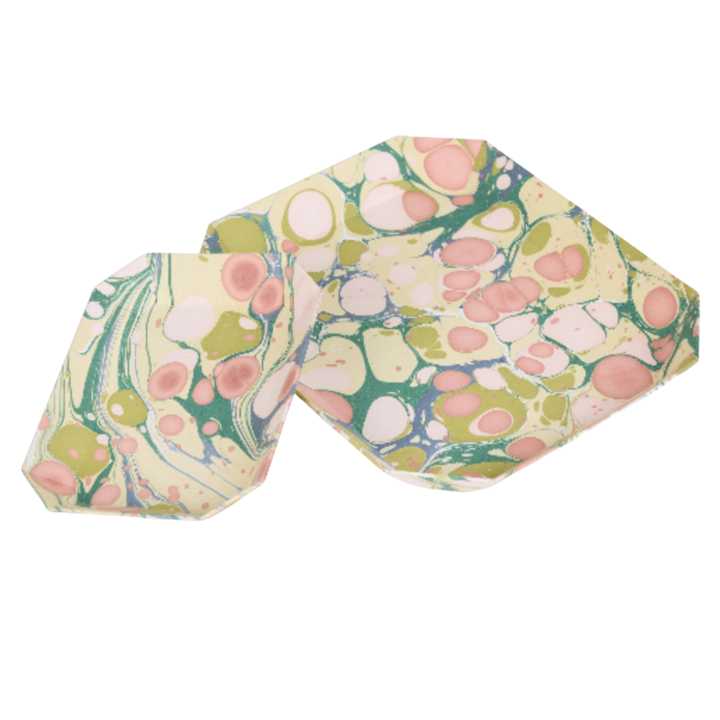 Marbled Octagonal Tray Set - Moss Bubble