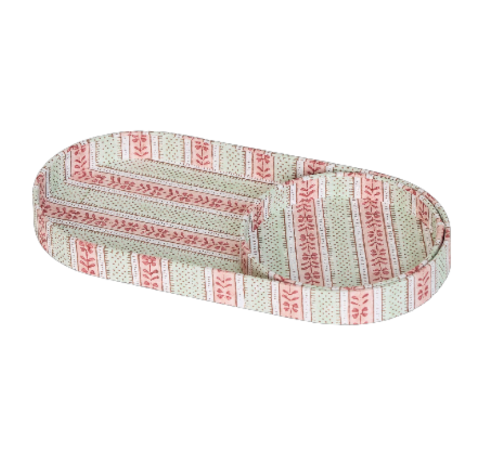 Block-Printed Round Desk Tray Set - Mint-Rose Rhea