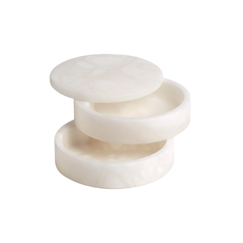 Alabaster Swivel Box - White