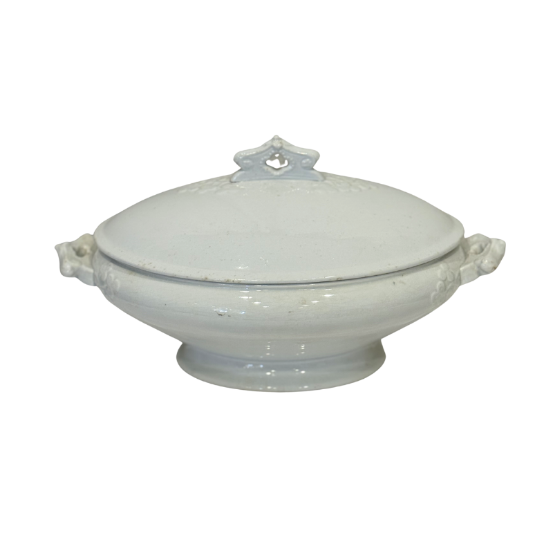 White Oval Ironstone Tureen with Lid