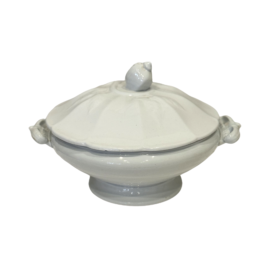 White Round Ironstone Tureen with Lid