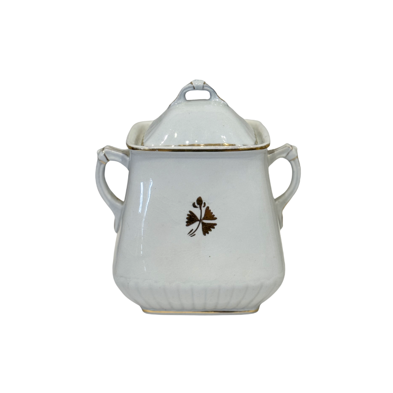 Ironstone Two-Handle Sugar Jar with Lid - Small