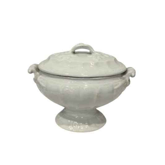 Small White Oval Ironstone Tureen with Lid