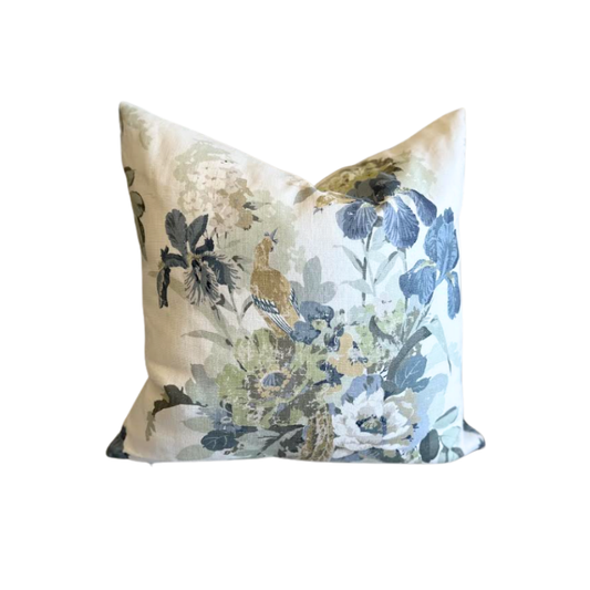 Pair of 22" Pillows in Bird & Iris