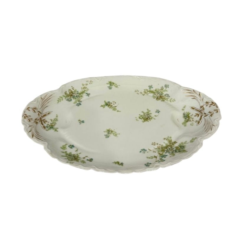 Vintage Limoges Platter with Green and Blue Floral Motif