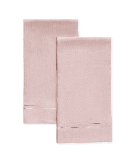 Valentina Hemstitch Guest Towel - Pink, Set/2