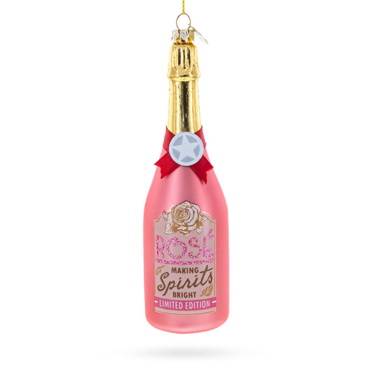 Rose Sparkling Wine Bottle Ornament