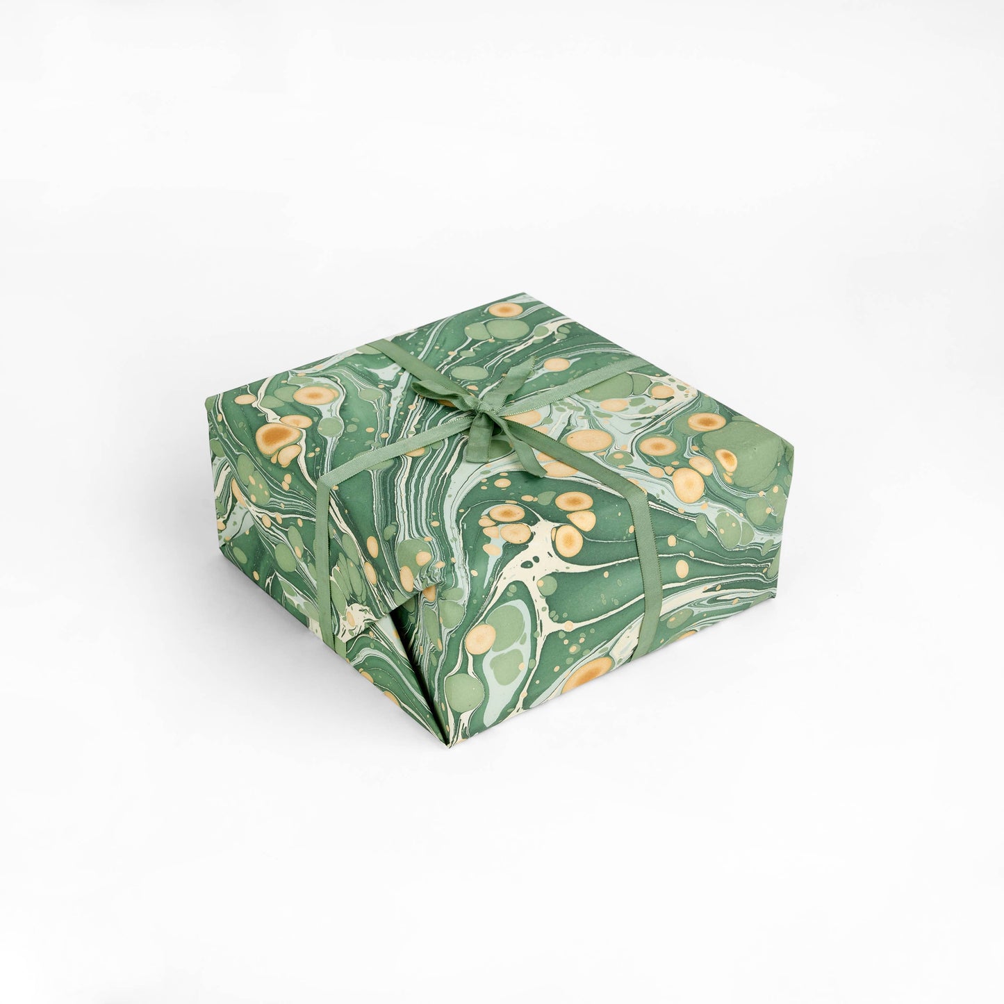 Pebble Marbled Wrapping Paper - Green/Gold