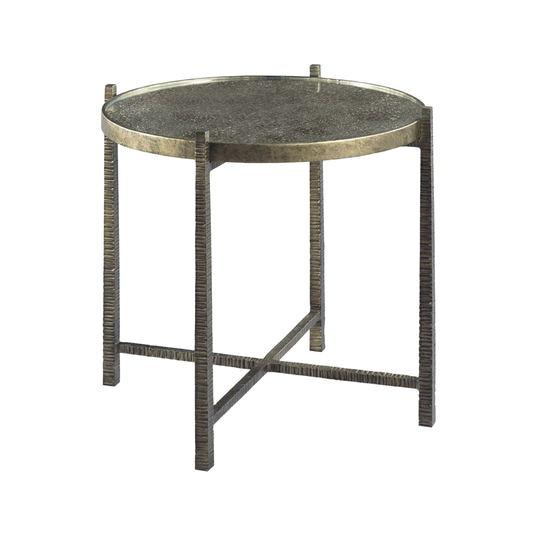 Antiqued Mirror and Bronze Side Table