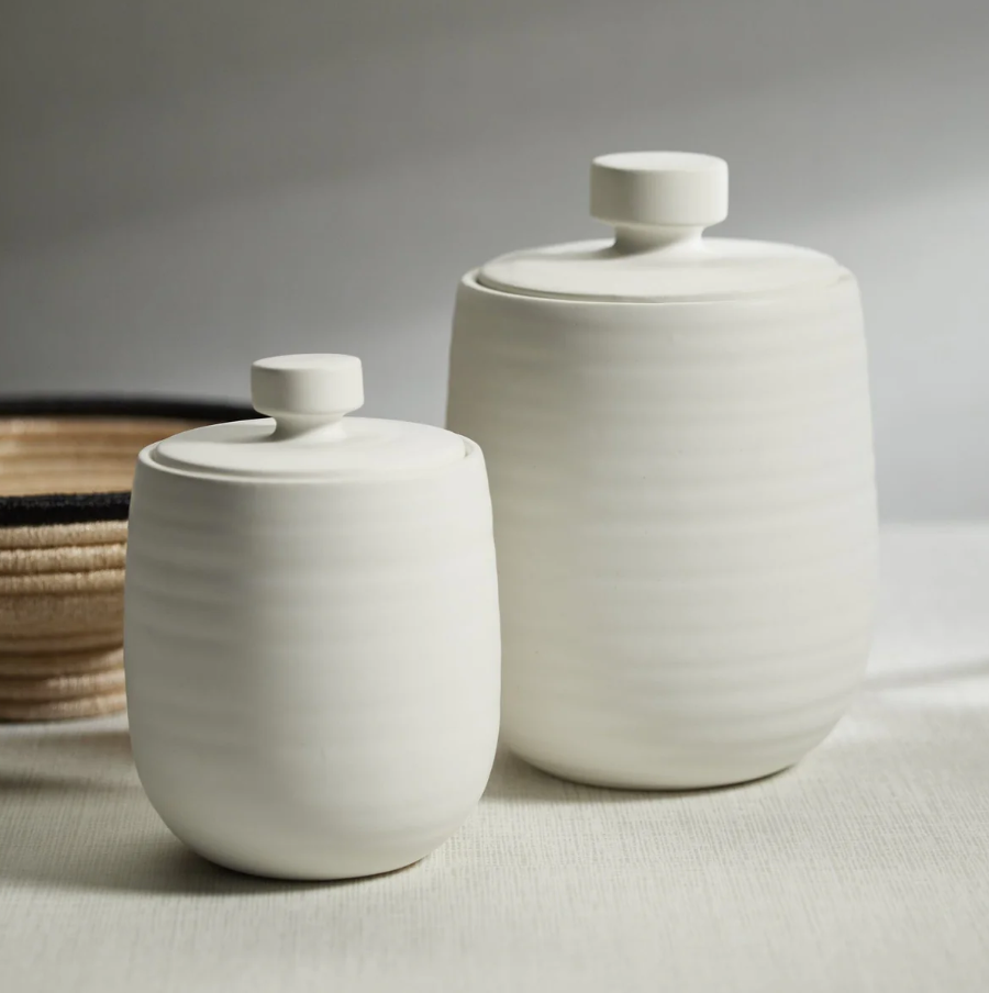White Ceramic Lidded Jar