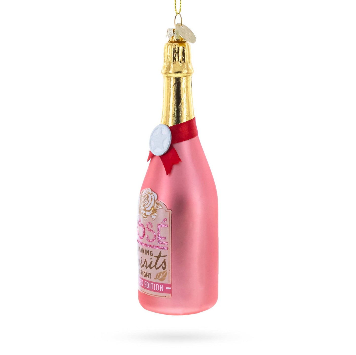 Rose Sparkling Wine Bottle Ornament