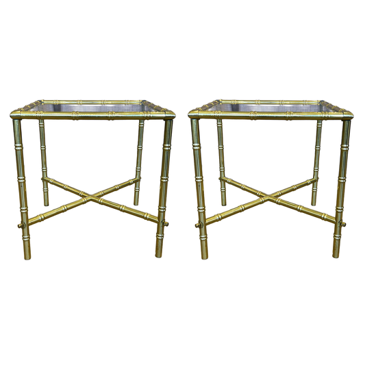Pair of Brass Bamboo Style Side Tables