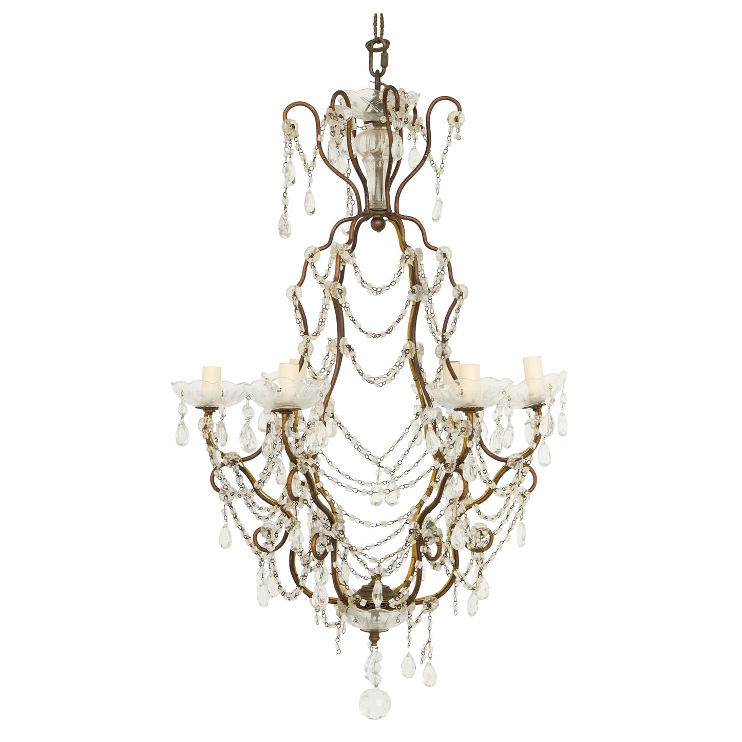 French Bronze and Glass Chandelier