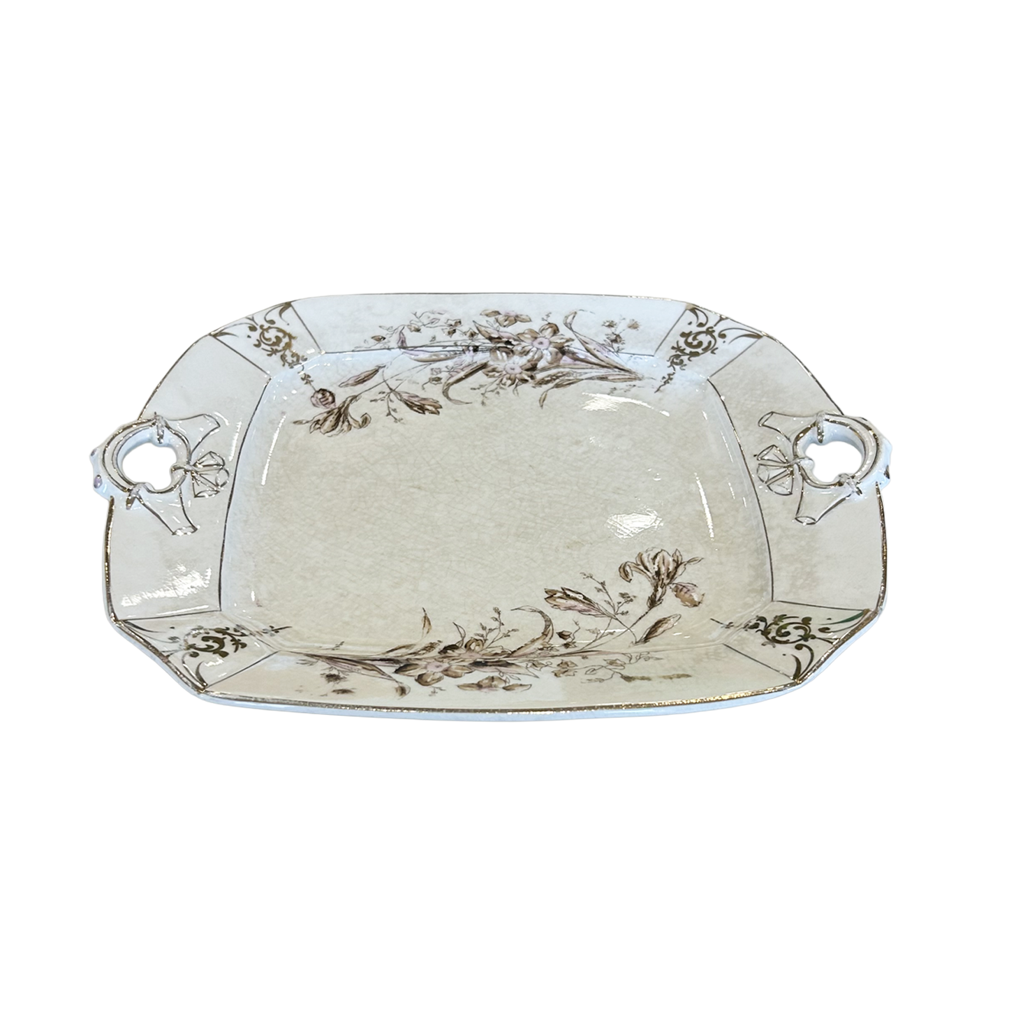 Cream and Brown Ironstone Platter
