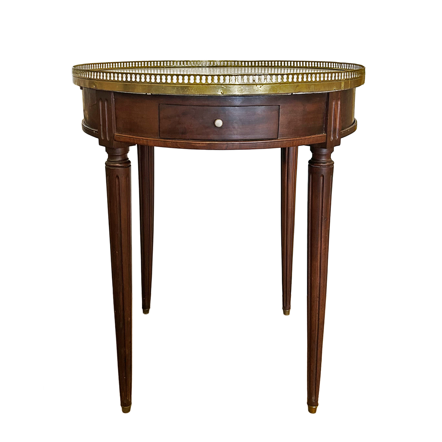 Louis XVI Marble Top Bouillotte Table - 25.5" Dia