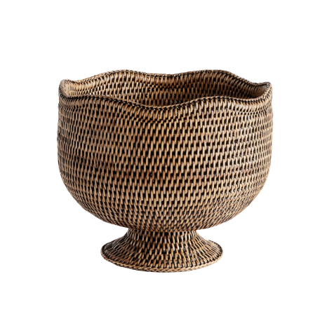 Rattan Footed Cachepot - Brown