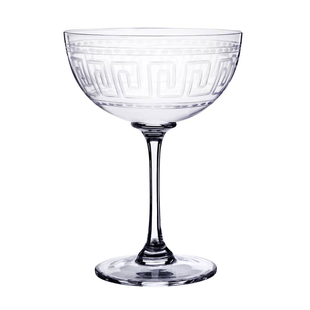 A Pair of Crystal Champagne Saucers All Designs: Ovals
