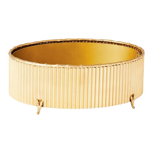 Corrugated Bamboo Cachepot - Brass/Large